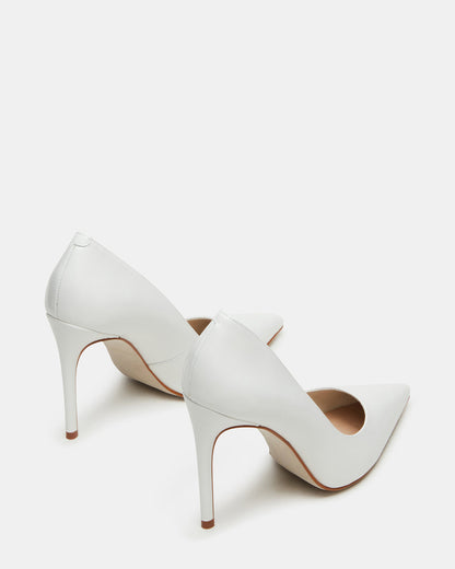 NOIR White Leather Pointed-Toe Stiletto Pump Women's Heels Steve Madden WHITE LEATHER