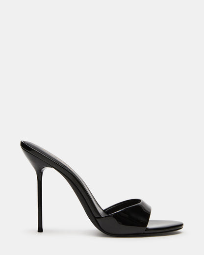 DAVINA Black Patent Rounded Open-Toe Mule Stiletto Women's Heel Steve Madden BLACK PATENT