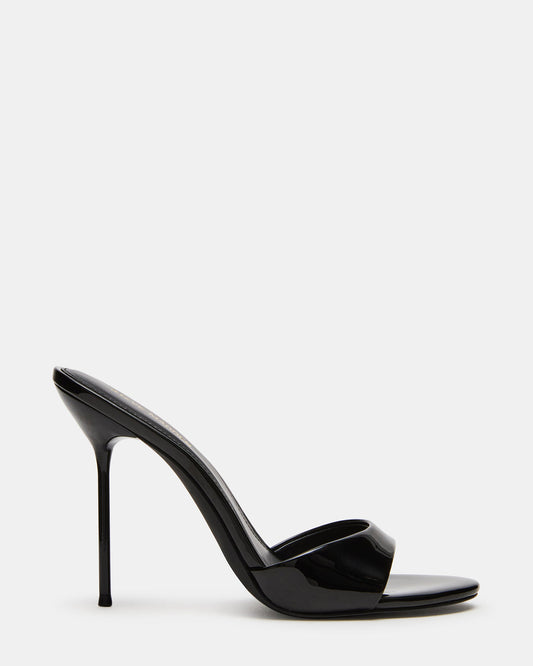 DAVINA Black Patent Rounded Open-Toe Mule Stiletto Women's Heel Steve Madden BLACK PATENT