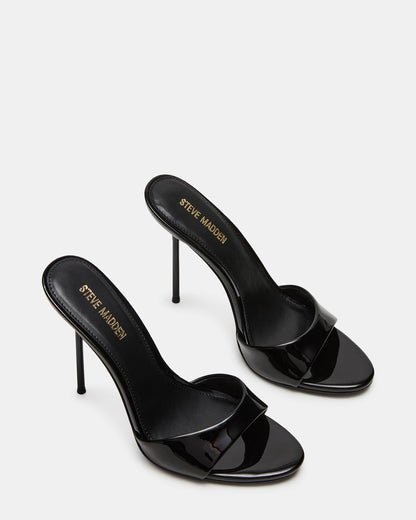 DAVINA Black Patent Rounded Open-Toe Mule Stiletto Women's Heel Steve Madden BLACK PATENT