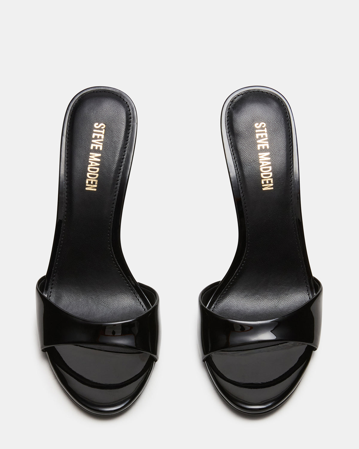 DAVINA Black Patent Rounded Open-Toe Mule Stiletto Women's Heel Steve Madden BLACK PATENT
