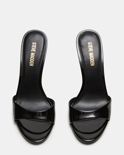 DAVINA Black Patent Rounded Open-Toe Mule Stiletto Women's Heel Steve Madden BLACK PATENT