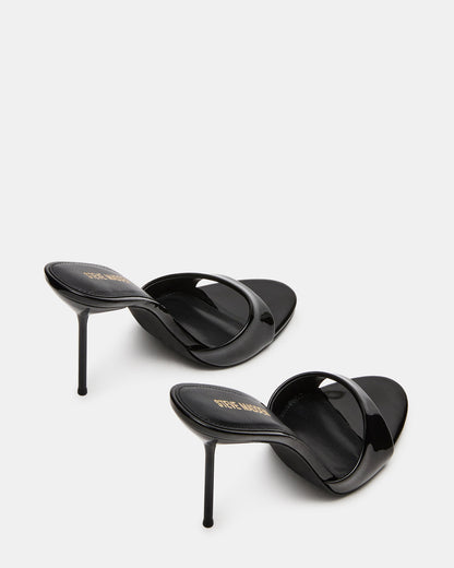 DAVINA Black Patent Rounded Open-Toe Mule Stiletto Women's Heel Steve Madden BLACK PATENT
