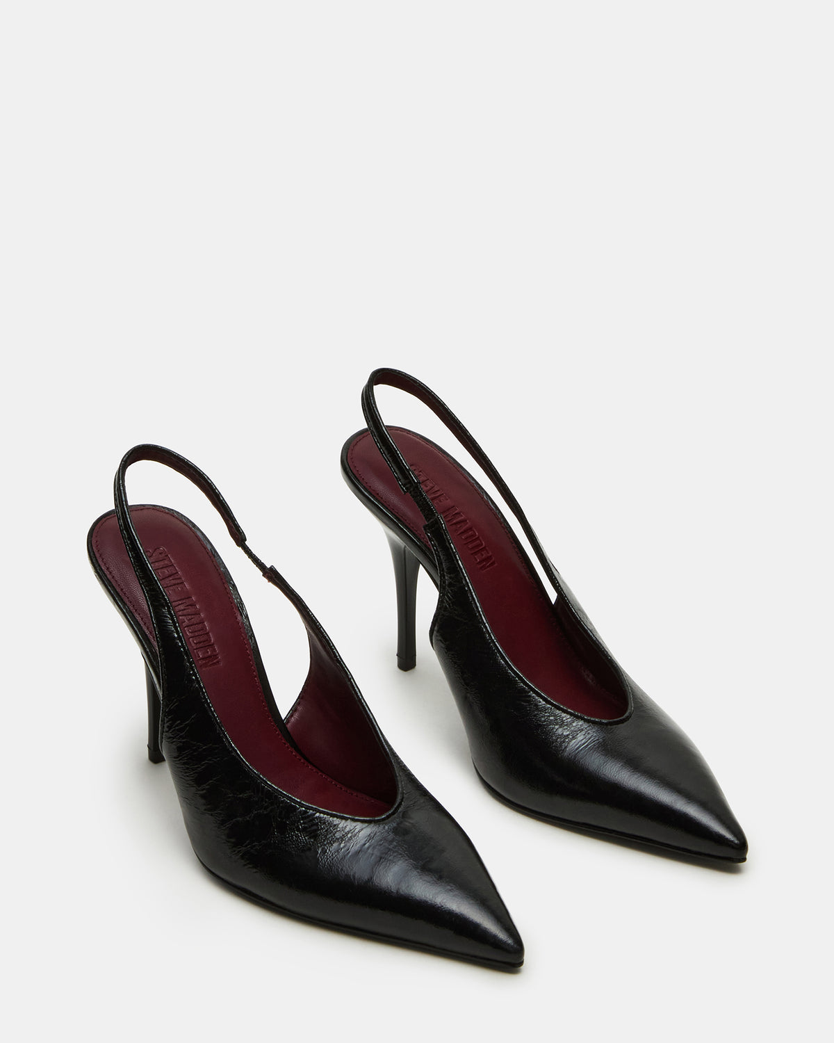 ANDROMEDA Black Leather Slingback Pointed-Toe Stiletto Pump Women's Heel Steve Madden BLACK LEATHER