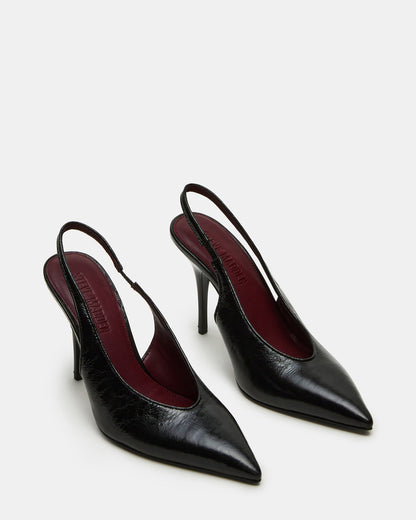 ANDROMEDA Black Leather Slingback Pointed-Toe Stiletto Pump Women's Heel Steve Madden BLACK LEATHER