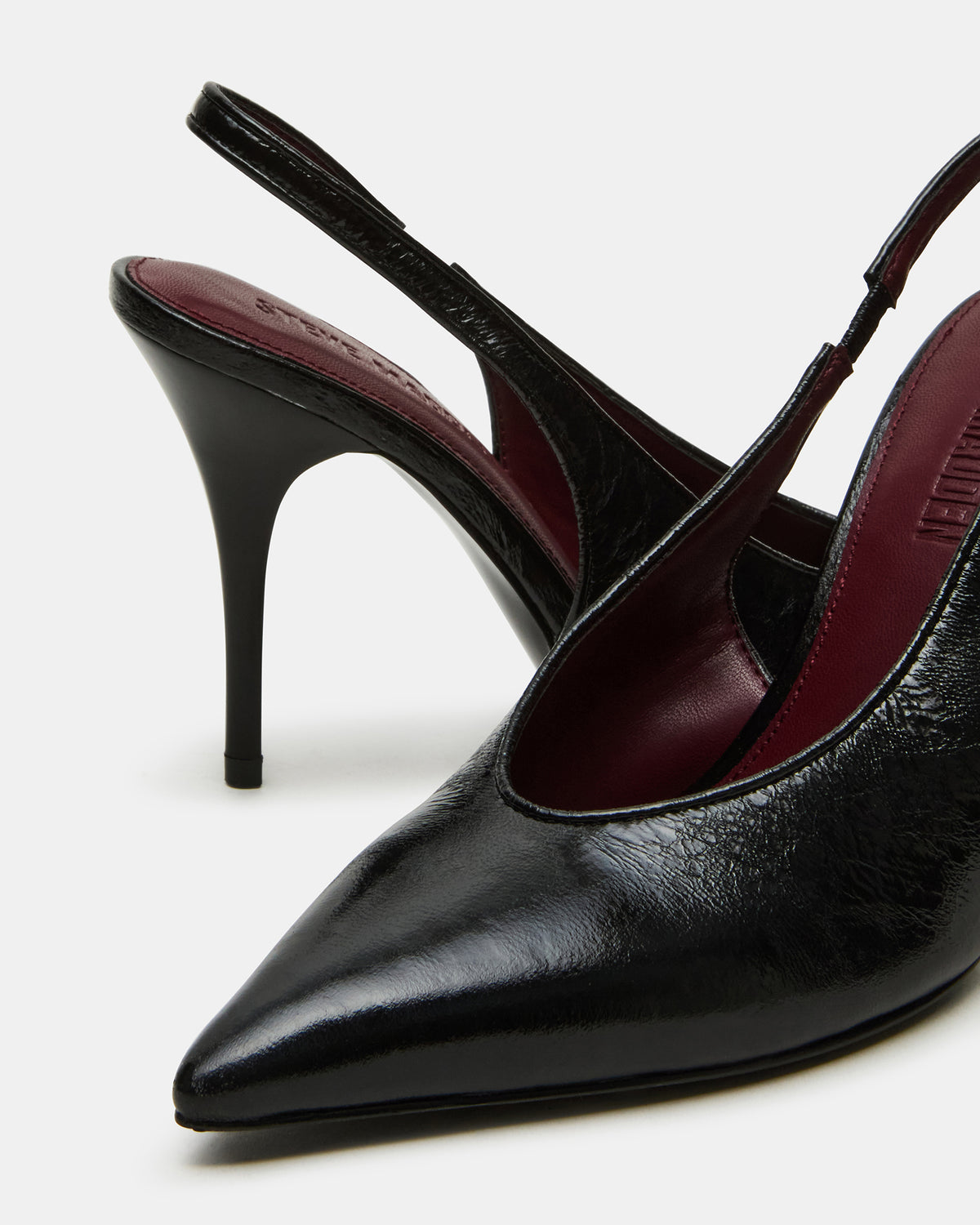ANDROMEDA Black Leather Slingback Pointed-Toe Stiletto Pump Women's Heel Steve Madden BLACK LEATHER