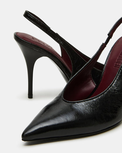 ANDROMEDA Black Leather Slingback Pointed-Toe Stiletto Pump Women's Heel Steve Madden BLACK LEATHER