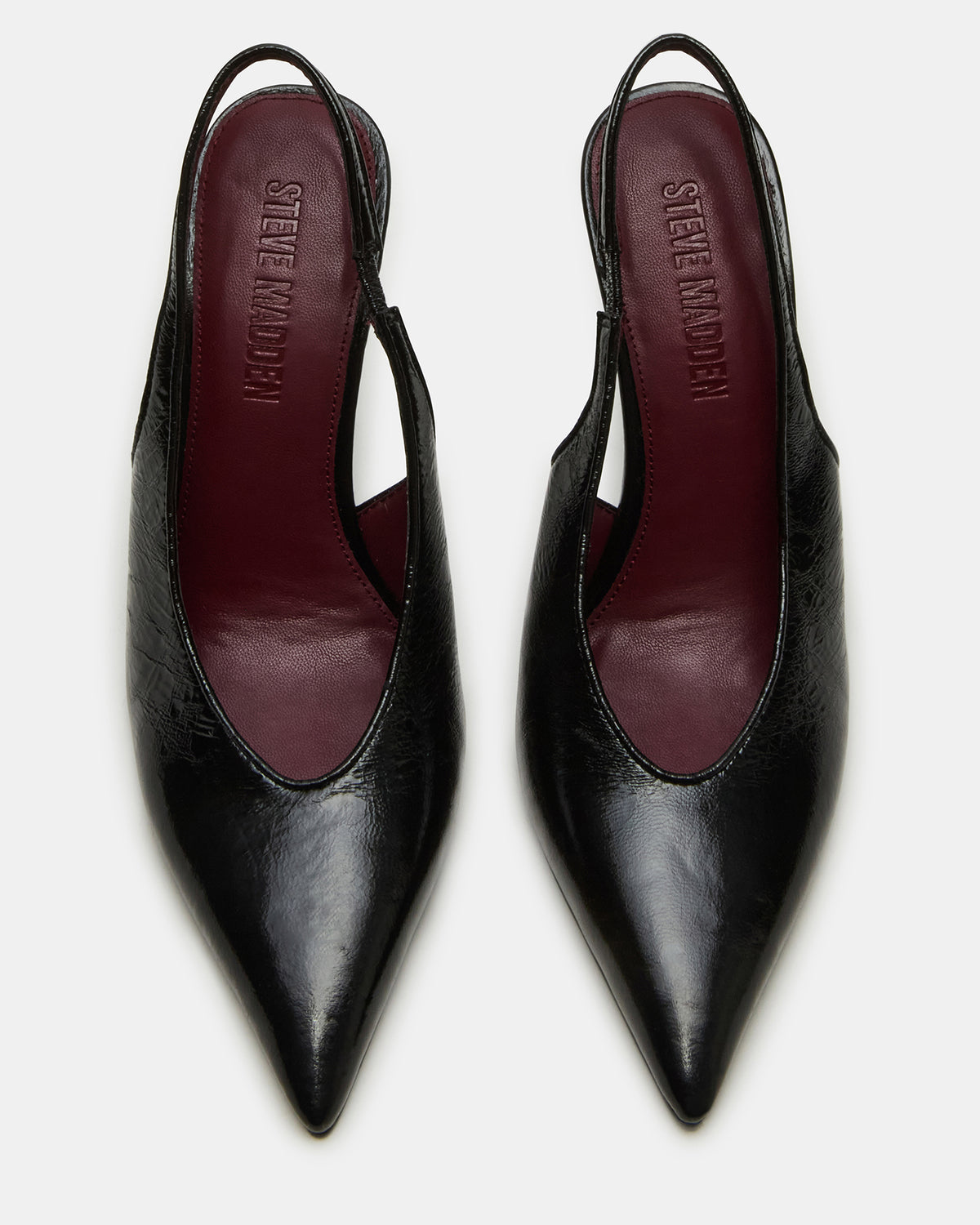 ANDROMEDA Black Leather Slingback Pointed-Toe Stiletto Pump Women's Heel Steve Madden BLACK LEATHER