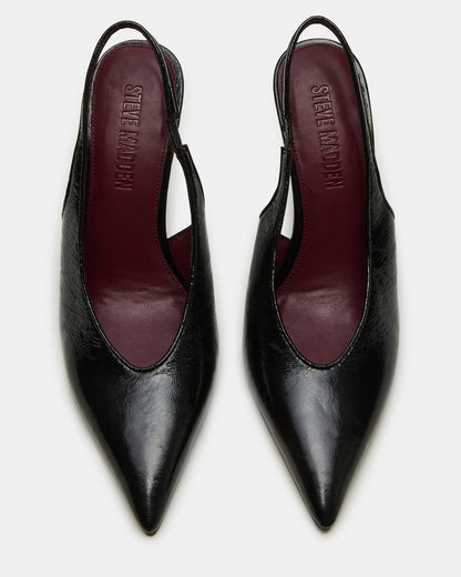 ANDROMEDA Black Leather Slingback Pointed-Toe Stiletto Pump Women's Heel Steve Madden BLACK LEATHER
