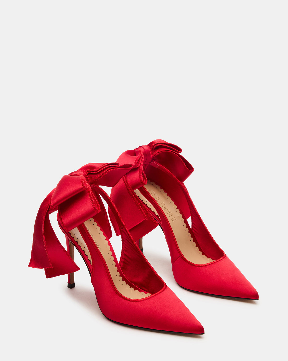 TEACUP Red Satin Women's Pointed-Toe Slingback Heel Steve Madden RED SATIN