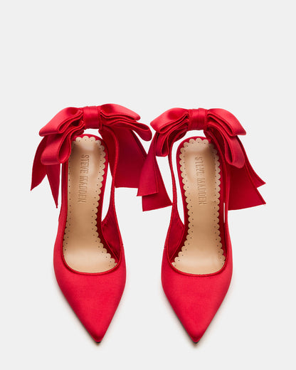 TEACUP Red Satin Women's Pointed-Toe Slingback Heel Steve Madden RED SATIN