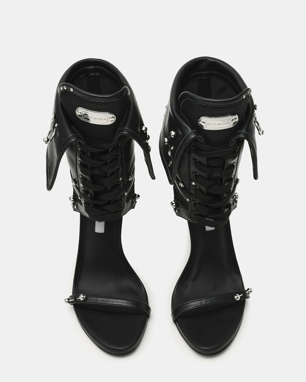 CASELLA Piercing Black Open-Toe Stiletto Lace-Up Women's Heel Steve Madden BLACK