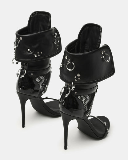 CASELLA Piercing Black Open-Toe Stiletto Lace-Up Women's Heel Steve Madden BLACK