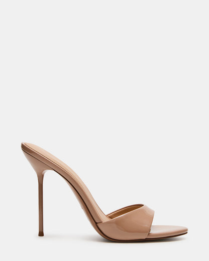 DAVINA Tan Patent Rounded Open-Toe Mule Stiletto Women's Heel Steve Madden TAN PATENT