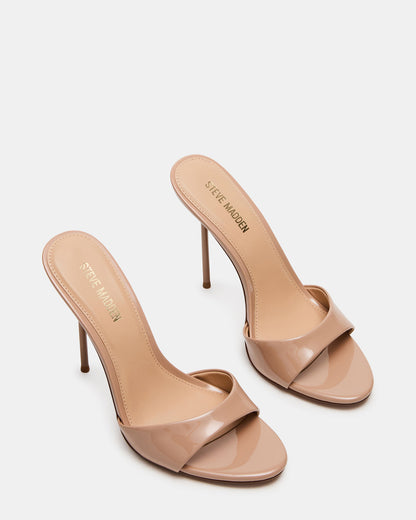 DAVINA Tan Patent Rounded Open-Toe Mule Stiletto Women's Heel Steve Madden TAN PATENT