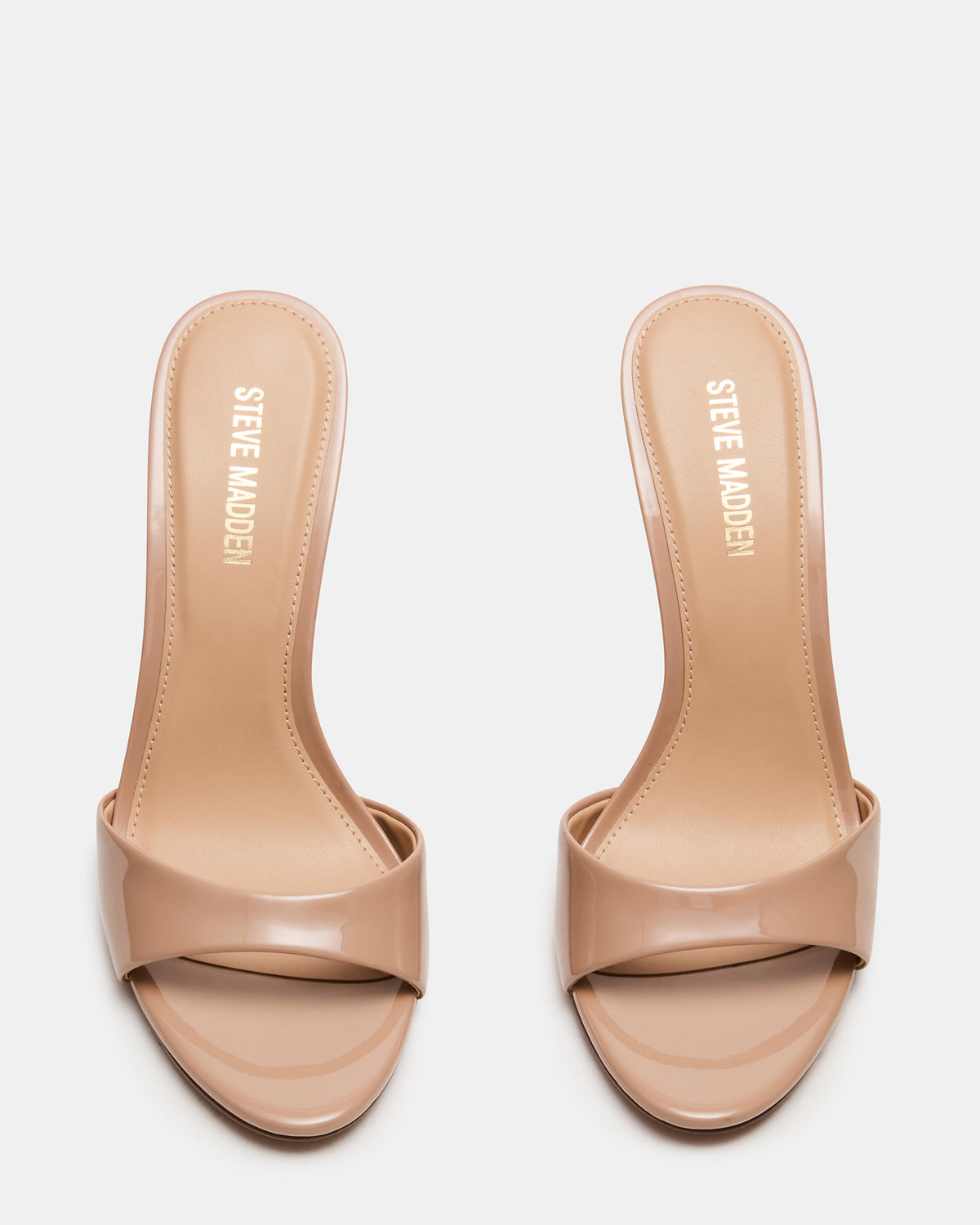 DAVINA Tan Patent Rounded Open-Toe Mule Stiletto Women's Heel Steve Madden TAN PATENT