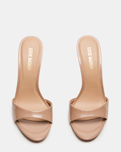 DAVINA Tan Patent Rounded Open-Toe Mule Stiletto Women's Heel Steve Madden TAN PATENT
