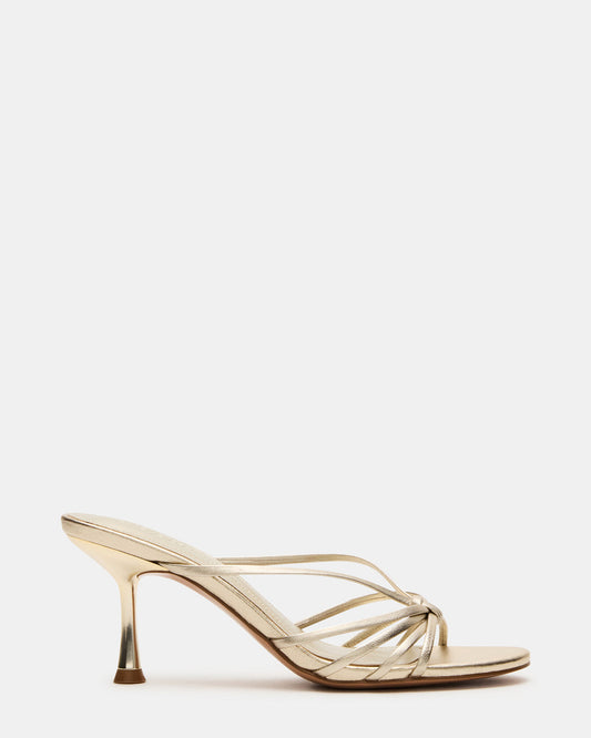 EDNA Champagne Leather Strappy Mule Women's Heel Steve Madden CHAMPAGNE LEATHER