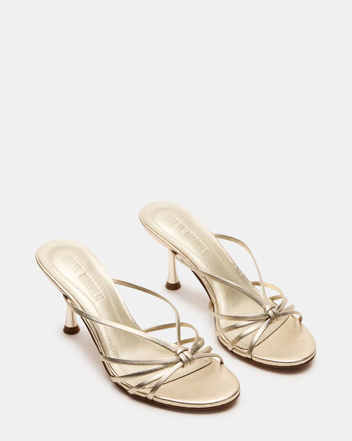 EDNA Champagne Leather Strappy Mule Women's Heel Steve Madden CHAMPAGNE LEATHER