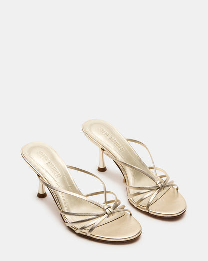 EDNA Champagne Leather Strappy Mule Women's Heel Steve Madden CHAMPAGNE LEATHER