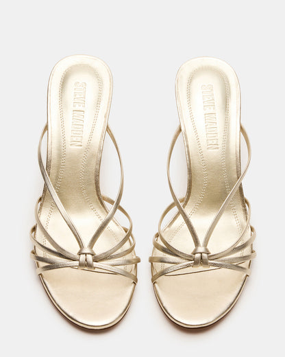 EDNA Champagne Leather Strappy Mule Women's Heel Steve Madden CHAMPAGNE LEATHER