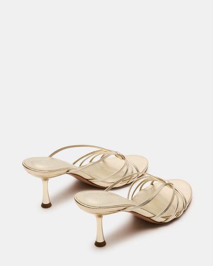 EDNA Champagne Leather Strappy Mule Women's Heel Steve Madden CHAMPAGNE LEATHER