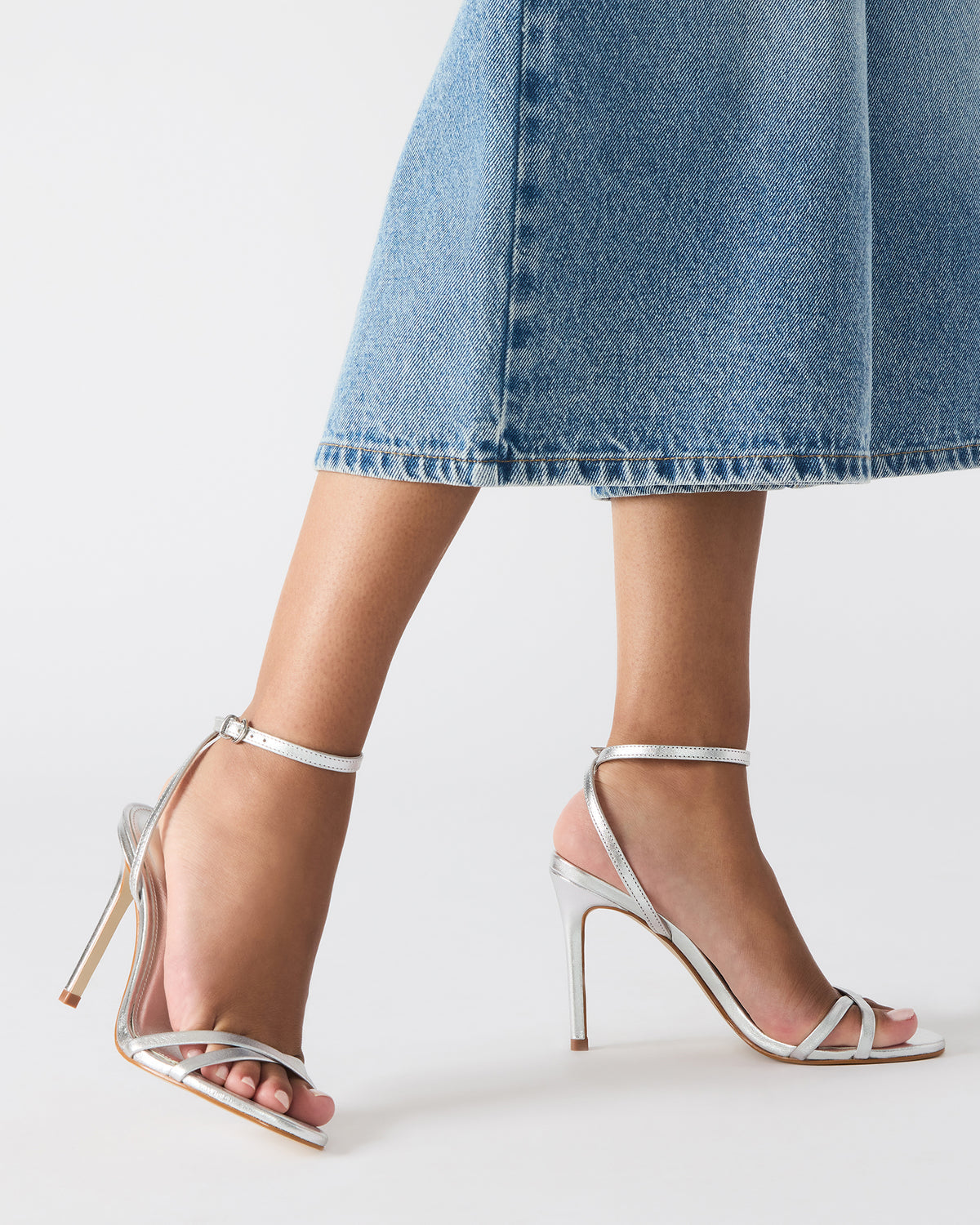 JYPSEY Silver Leather Strappy Stiletto Women's Heel Steve Madden SILVER LEATHER