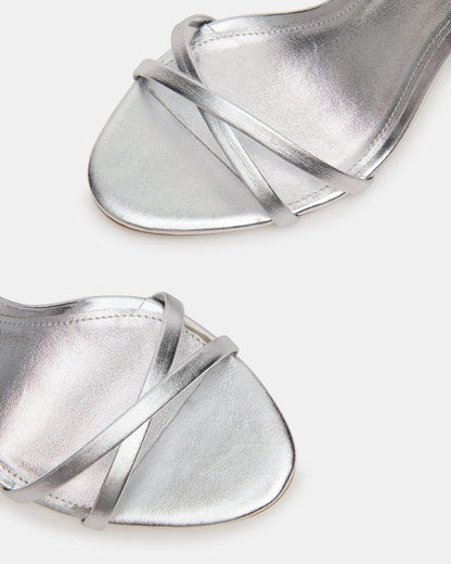 JYPSEY Silver Leather Strappy Stiletto Women's Heel Steve Madden SILVER LEATHER