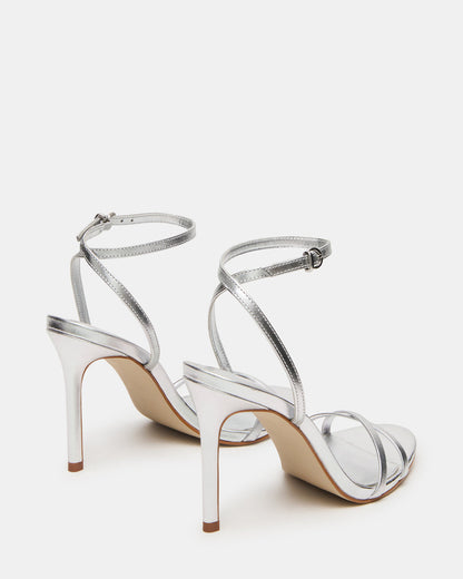 JYPSEY Silver Leather Strappy Stiletto Women's Heel Steve Madden SILVER LEATHER