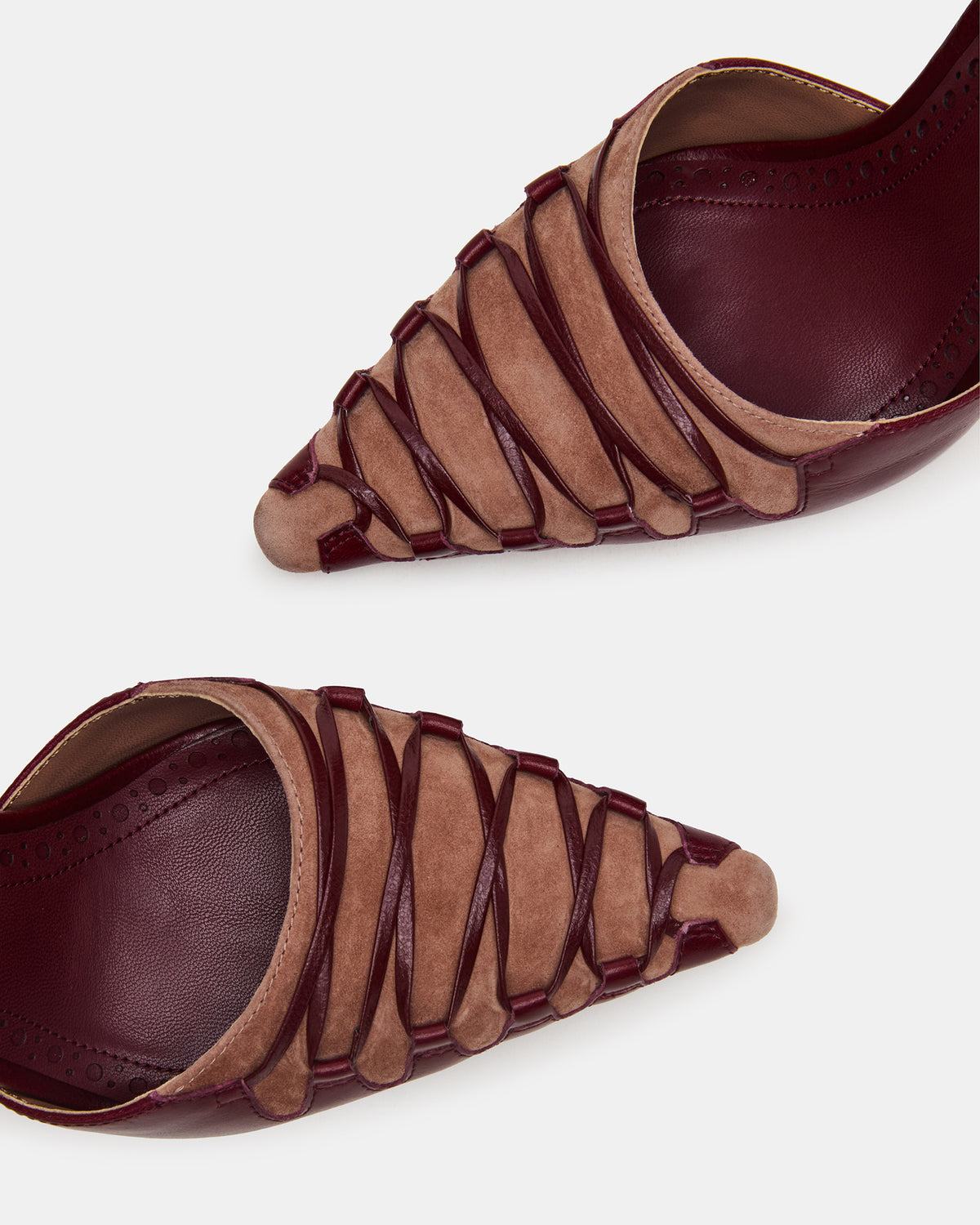 DANGER Burgundy Multi Pointed-Toe Lace-Up Stiletto Pump Women's Heel Steve Madden BURGUNDY MULTI