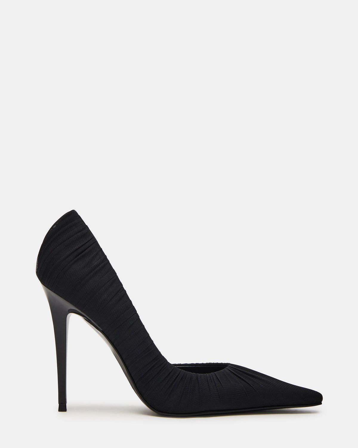 ELEGANT Black Ruched Pointed-Toe Stiletto Pump Women's Heel Steve Madden BLACK