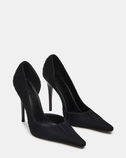 ELEGANT Black Ruched Pointed-Toe Stiletto Pump Women's Heel Steve Madden BLACK