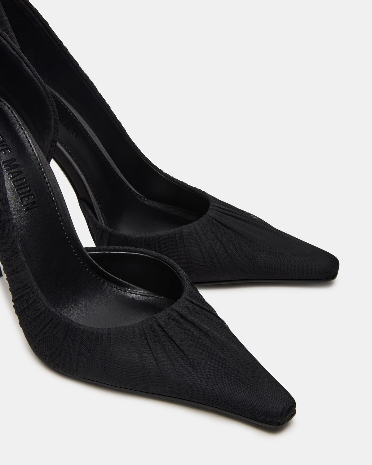 ELEGANT Black Ruched Pointed-Toe Stiletto Pump Women's Heel Steve Madden BLACK
