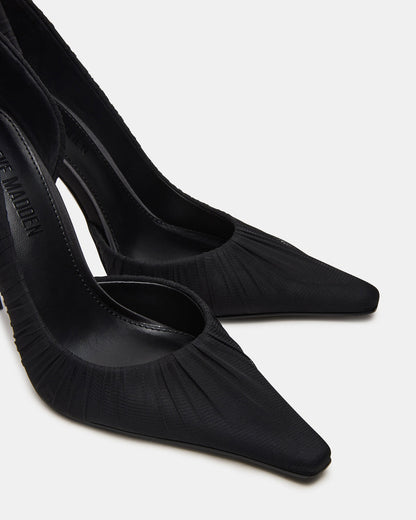ELEGANT Black Ruched Pointed-Toe Stiletto Pump Women's Heel Steve Madden BLACK