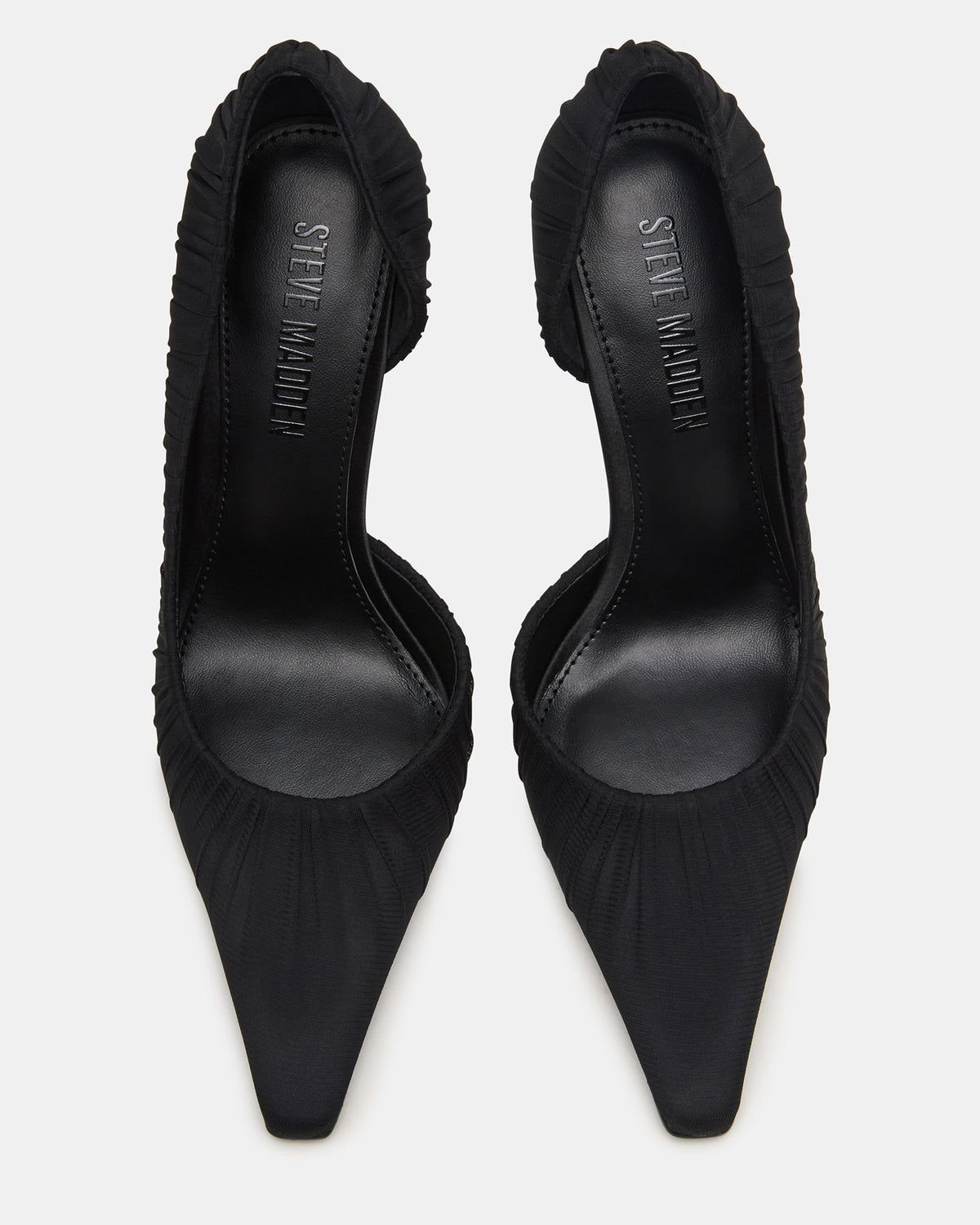 ELEGANT Black Ruched Pointed-Toe Stiletto Pump Women's Heel Steve Madden BLACK