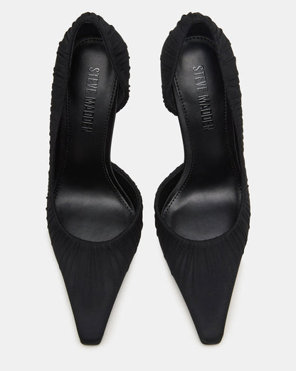 ELEGANT Black Ruched Pointed-Toe Stiletto Pump Women's Heel Steve Madden BLACK