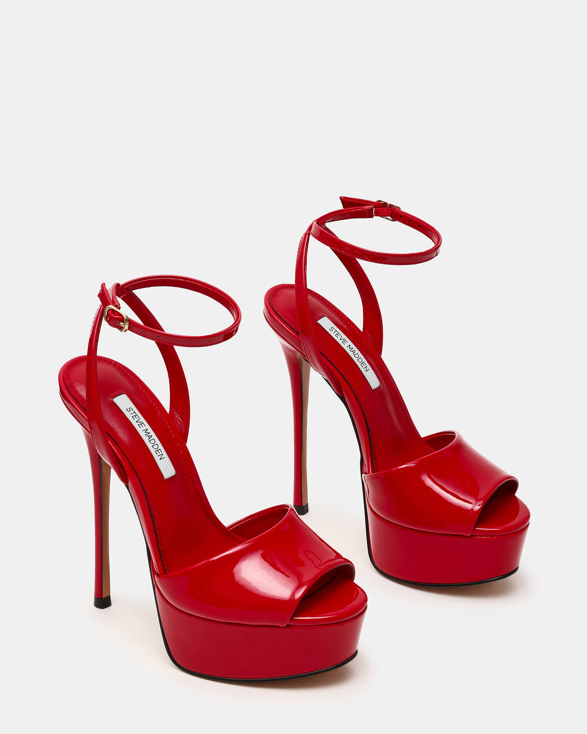 JEZZICA Red Patent Platform Stiletto Ankle Strap Women's Heel Steve Madden RED PATENT