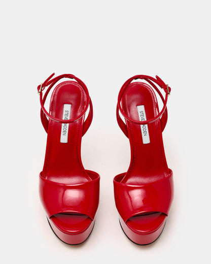 JEZZICA Red Patent Platform Stiletto Ankle Strap Women's Heel Steve Madden RED PATENT
