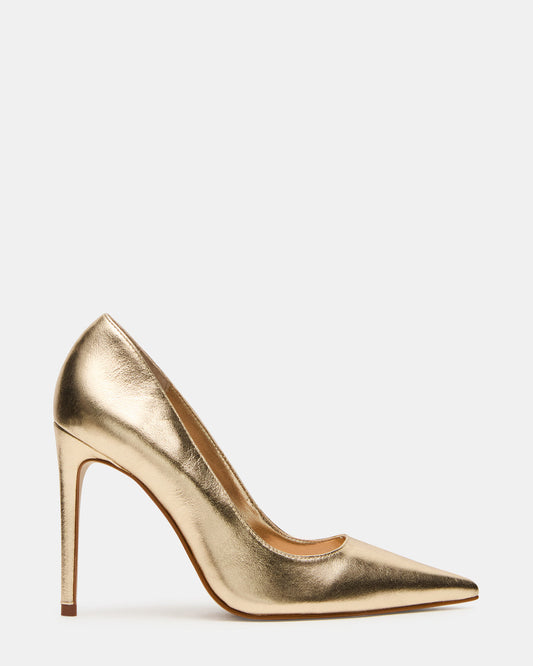 NOIR Gold Leather Pointed-Toe Stiletto Pump Women's Heels Steve Madden GOLD LEATHER