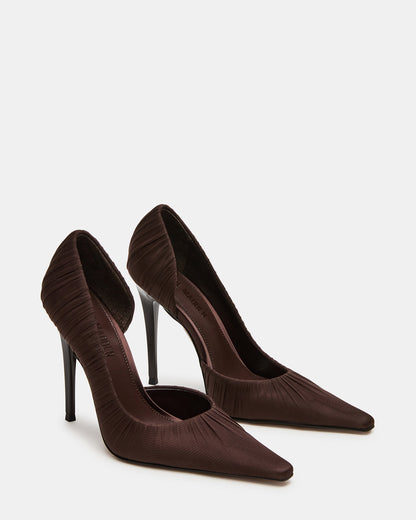 ELEGANT Brown Ruched Pointed-Toe Stiletto Pump Women's Heel Steve Madden BROWN