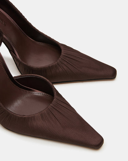 ELEGANT Brown Ruched Pointed-Toe Stiletto Pump Women's Heel Steve Madden BROWN