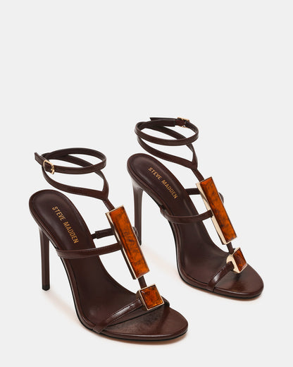SHAYLEE Brown Stone Detail Strappy Stiletto Women's Heel Steve Madden BROWN