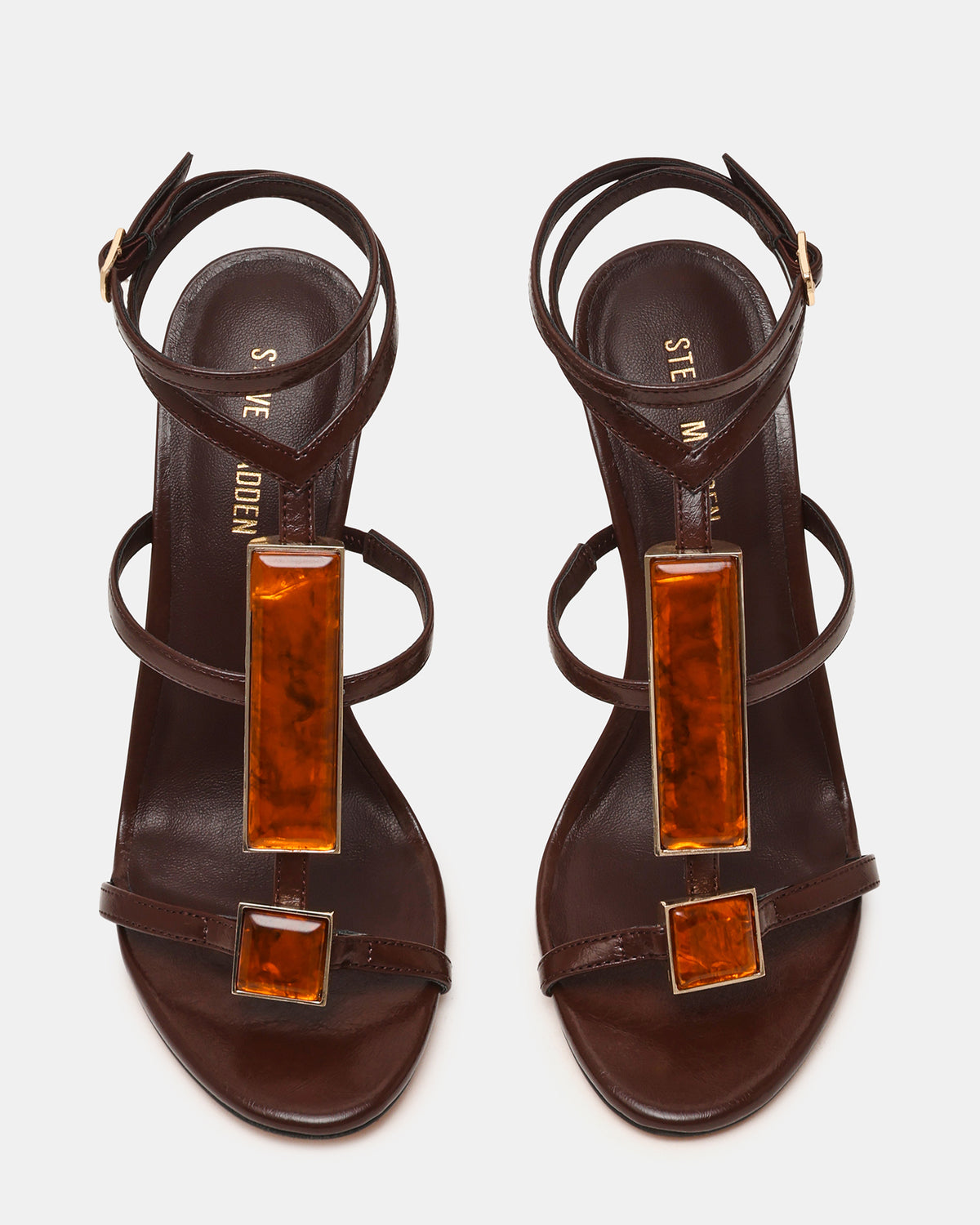 SHAYLEE Brown Stone Detail Strappy Stiletto Women's Heel Steve Madden BROWN