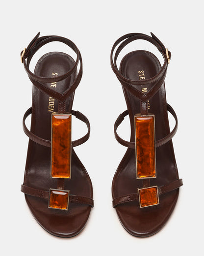 SHAYLEE Brown Stone Detail Strappy Stiletto Women's Heel Steve Madden BROWN