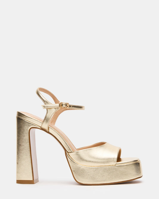 LIANDRA Champagne Women's Platform Square-Toe Strappy Heel Steve Madden CHAMPAGNE