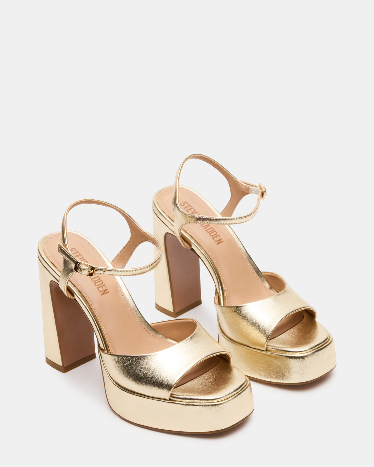 LIANDRA Champagne Women's Platform Square-Toe Strappy Heel Steve Madden CHAMPAGNE