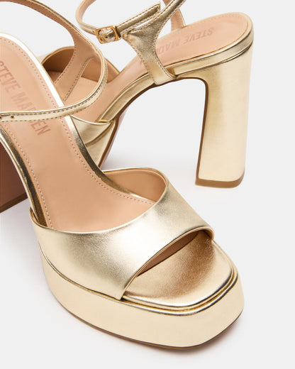 LIANDRA Champagne Women's Platform Square-Toe Strappy Heel Steve Madden CHAMPAGNE