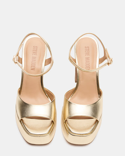 LIANDRA Champagne Women's Platform Square-Toe Strappy Heel Steve Madden CHAMPAGNE
