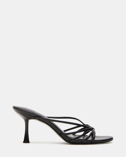 EDNA Black Leather Strappy Mule Women's Heel Steve Madden BLACK LEATHER