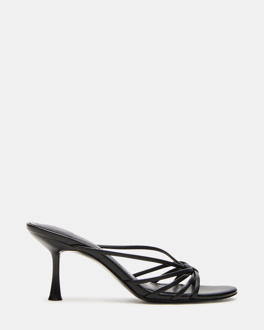 EDNA Black Leather Strappy Mule Women's Heel Steve Madden BLACK LEATHER